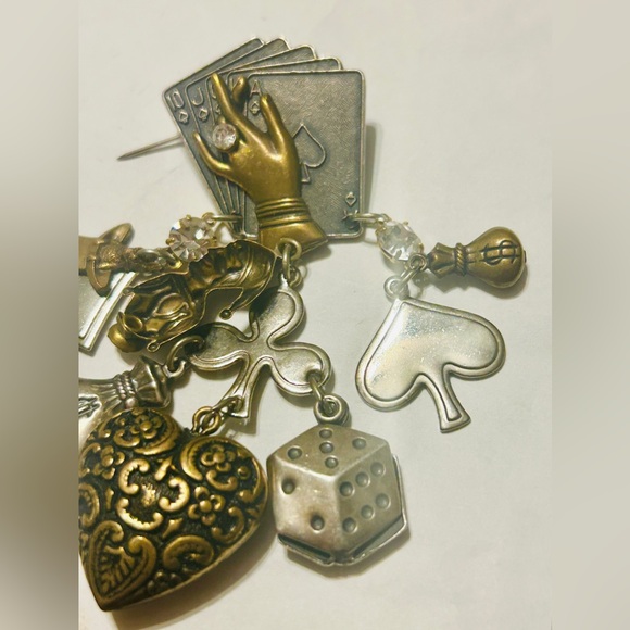 Mary Demarco Whimsical Good luck Brooch Cards Heart Dice - Picture 3 of 9